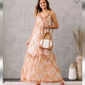 NWOT June and Hudson Romantic Ruffle Tier Cottage Garden floral dress